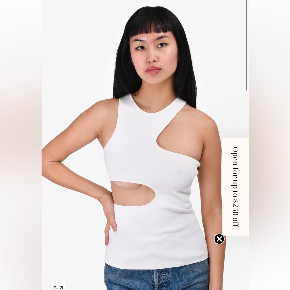 Stella McCartney White Asymmetric Cut-Out Tank Top